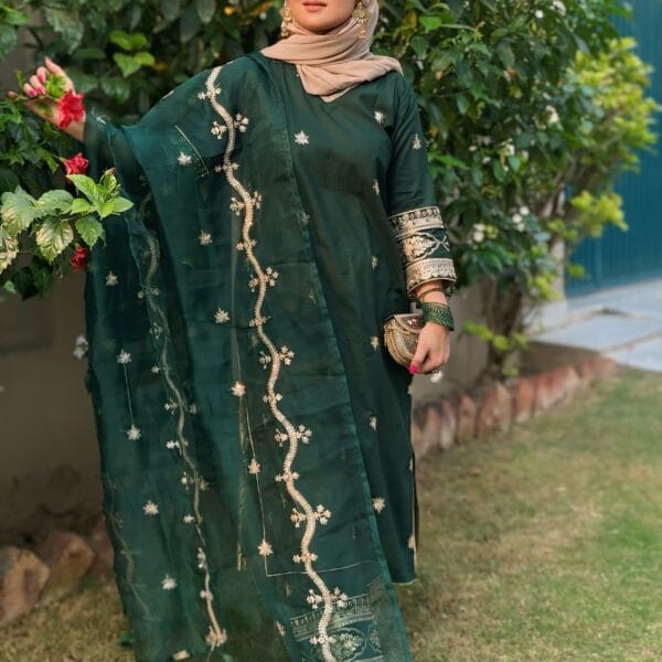 Emerald Noor – Embroidered Stitched 3-Piece Suit